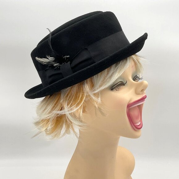 100% Wool Comfort Felt Handmade Derby Bowler Fedora Black Hat L/XL - Picture 6 of 9